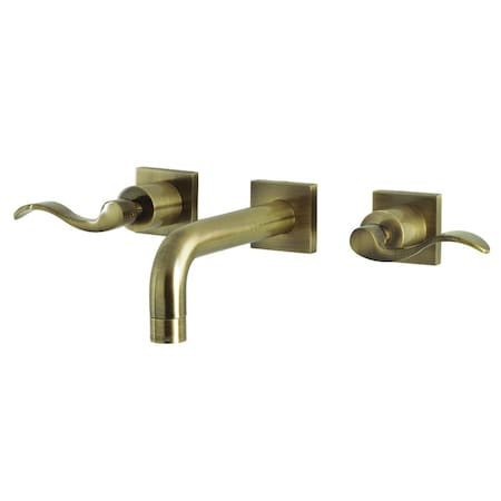 Kingston Brass KS6123DFL Two-Handle Wall Mount Bathroom Faucet, Antique Brass KS6123DFL